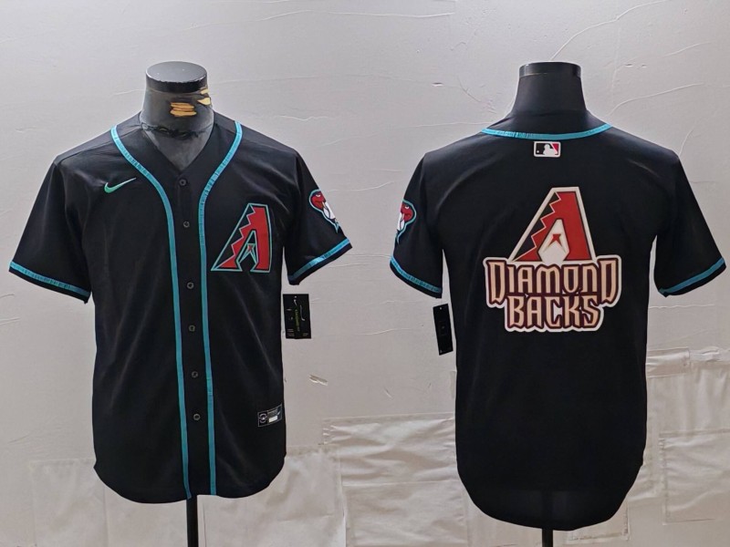 Men's Arizona Diamondbacks Black Team Big Logo Cool Base Stitched Baseball Jersey